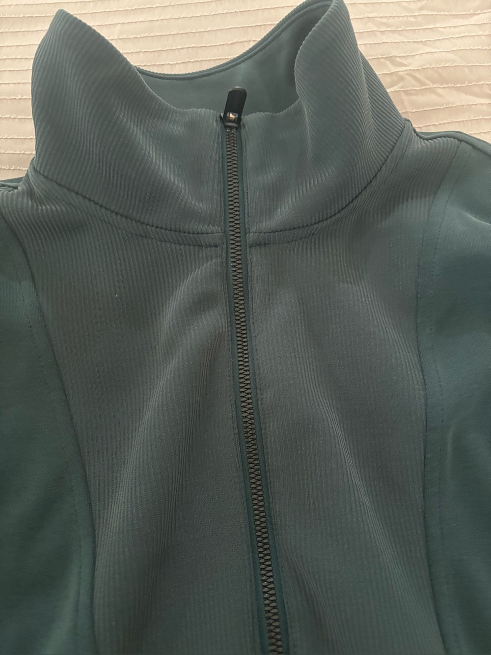 Athleta Zip-Front High Collar Jacket - Teal Green and pants